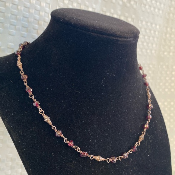 SILPADA Retired Faceted Red GARNET Beaded Sterling Silver Necklace N1053 - Picture 3 of 13